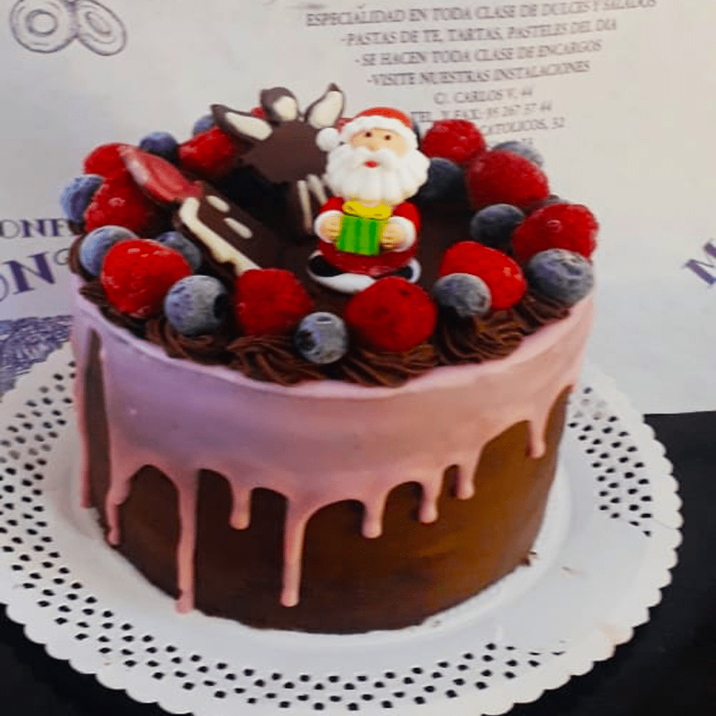 Tarta navideña chocolate y frambuesa - Imagen 1
