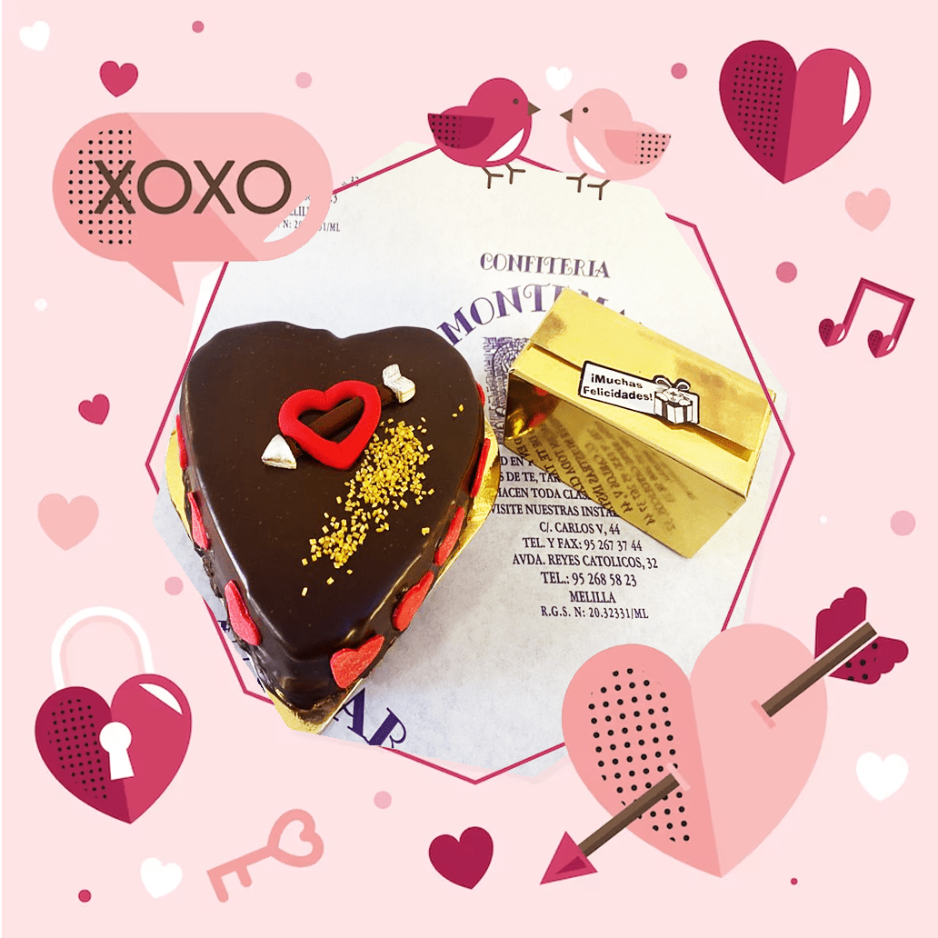 Tarta San Valentín Chocolate + Bombones - Imagen 1