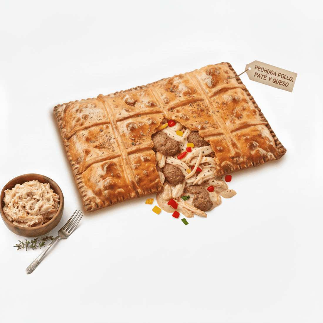 Empanada pechuga pollo, paté y queso - Imagen 1