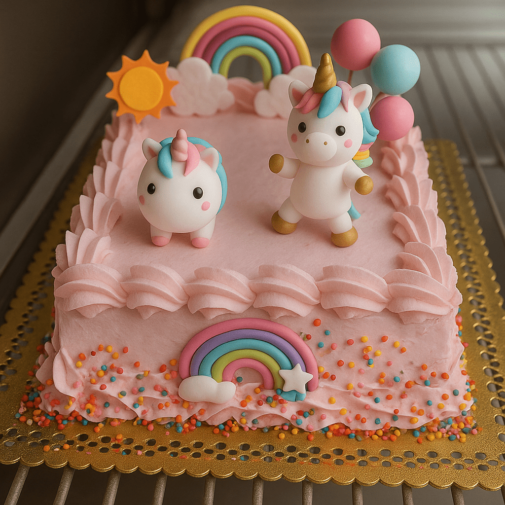 Tarta Unicornio Arcoíris – Rosa Fantasía - Imagen 1