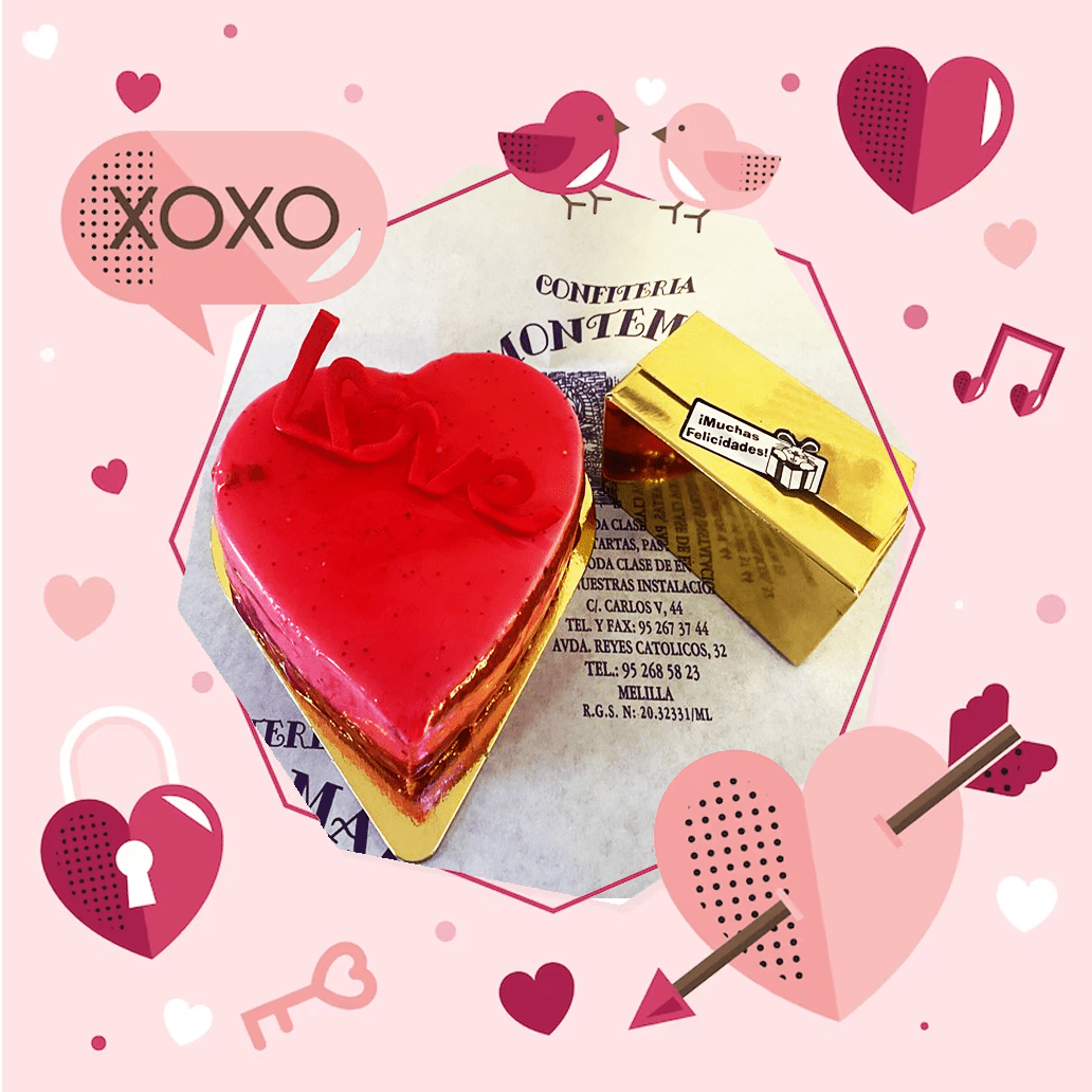 Tarta San Valentín Frambuesa + Bombones - Imagen 1